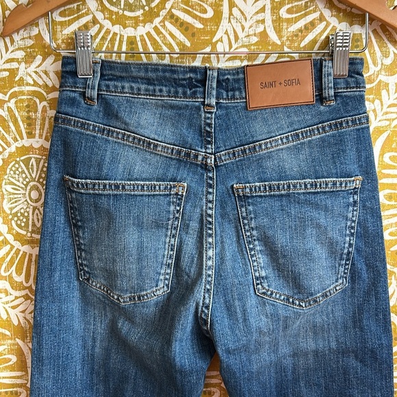 NWT SAINT + SOFIA Emma High Rise Straight Leg Jeans in Mid Blue size 4 (26”) - Picture 6 of 15